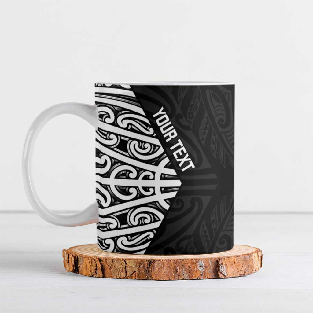 New Zealand Silver Fern Rugby Custom Ceramic Mug Maori Koru Go Black Fern - Polynesian Pride