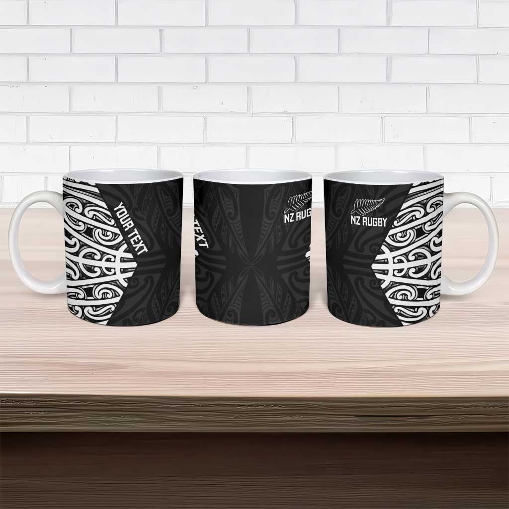 New Zealand Silver Fern Rugby Custom Ceramic Mug Maori Koru Go Black Fern - Polynesian Pride