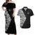 New Zealand Silver Fern Rugby Custom Couples Matching Off Shoulder Maxi Dress and Hawaiian Shirt Maori Koru Go Black Fern - Polynesian Pride