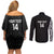 New Zealand Silver Fern Rugby Custom Couples Matching Off Shoulder Short Dress and Long Sleeve Button Shirt Maori Koru Go Black Fern - Polynesian Pride