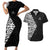 New Zealand Silver Fern Rugby Custom Couples Matching Short Sleeve Bodycon Dress and Hawaiian Shirt Maori Koru Go Black Fern - Polynesian Pride