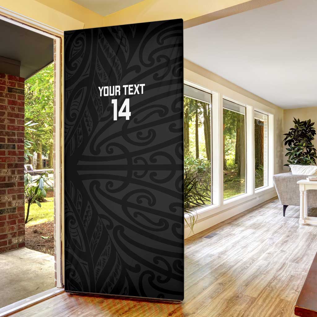 New Zealand Silver Fern Rugby Custom Door Cover Maori Koru Go Black Fern - Polynesian Pride