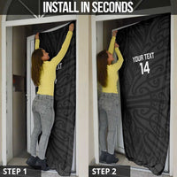 New Zealand Silver Fern Rugby Custom Door Cover Maori Koru Go Black Fern - Polynesian Pride