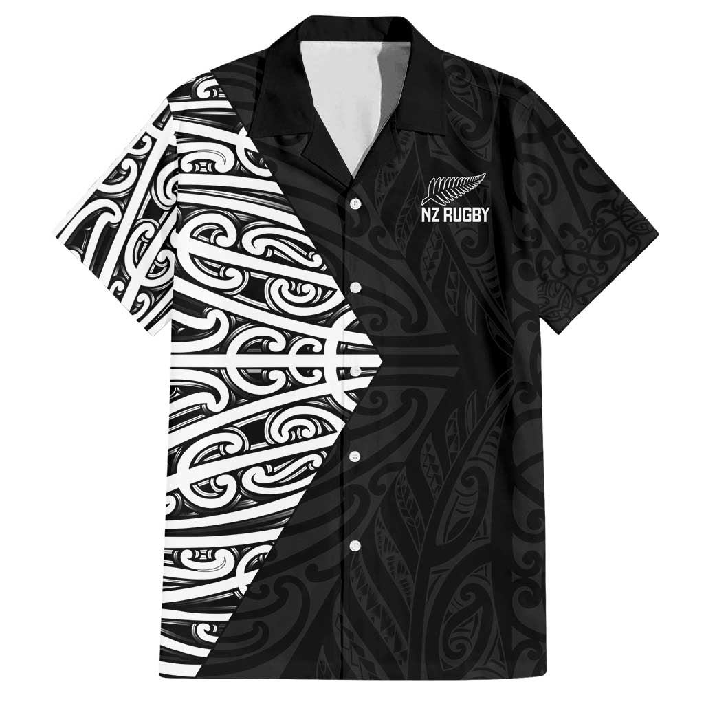 New Zealand Silver Fern Rugby Custom Family Matching Long Sleeve Bodycon Dress and Hawaiian Shirt Maori Koru Go Black Fern - Polynesian Pride
