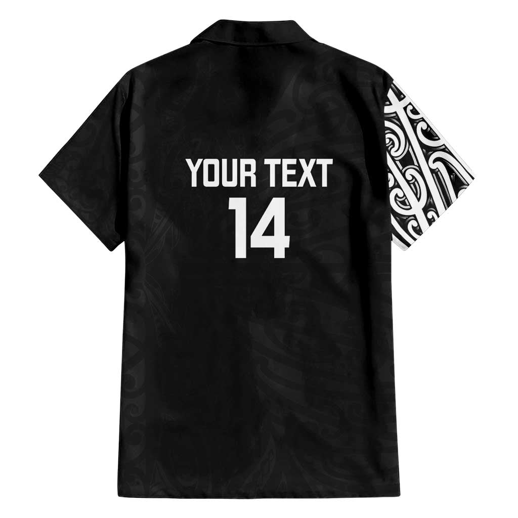 New Zealand Silver Fern Rugby Custom Family Matching Short Sleeve Bodycon Dress and Hawaiian Shirt Maori Koru Go Black Fern - Polynesian Pride