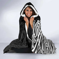 New Zealand Silver Fern Rugby Custom Hooded Blanket Maori Koru Go Black Fern - Polynesian Pride