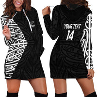 New Zealand Silver Fern Rugby Custom Hoodie Dress Maori Koru Go Black Fern - Polynesian Pride