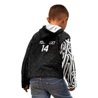 New Zealand Silver Fern Rugby Custom Kid Hoodie Maori Koru Go Black Fern - Polynesian Pride