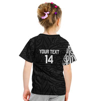 New Zealand Silver Fern Rugby Custom Kid T Shirt Maori Koru Go Black Fern - Polynesian Pride