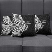 New Zealand Silver Fern Rugby Custom Pillow Cover Maori Koru Go Black Fern - Polynesian Pride