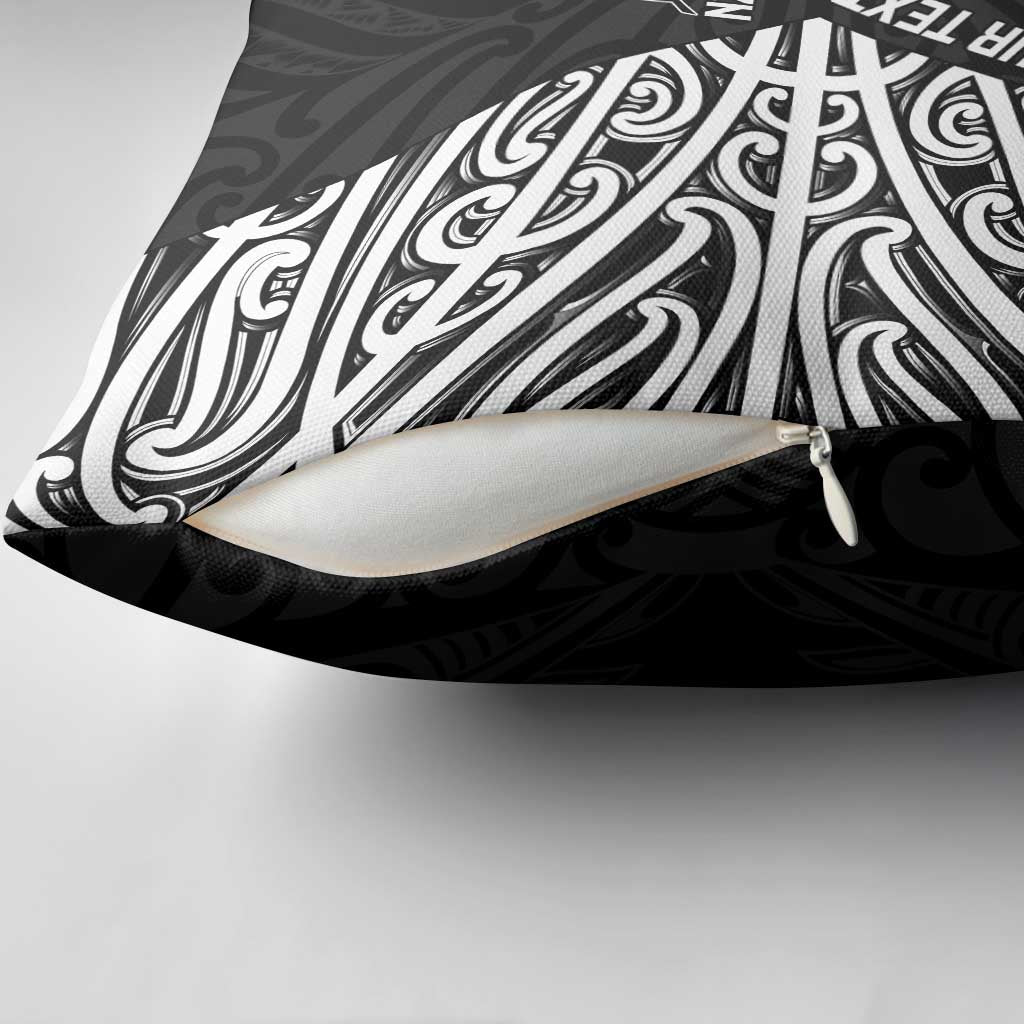 New Zealand Silver Fern Rugby Custom Pillow Cover Maori Koru Go Black Fern - Polynesian Pride