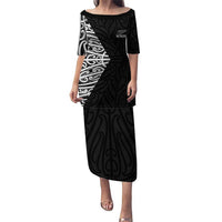 New Zealand Silver Fern Rugby Custom Puletasi Maori Koru Go Black Fern - Polynesian Pride