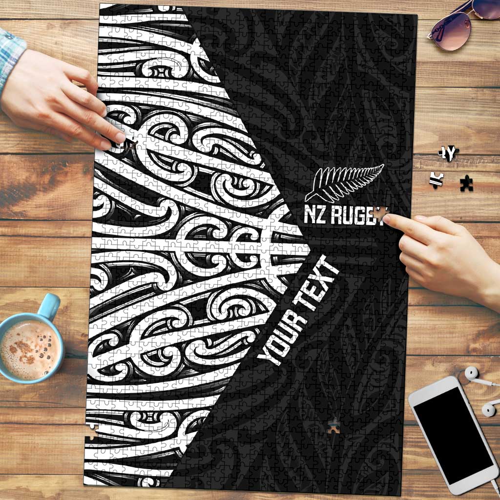 New Zealand Silver Fern Rugby Custom Puzzle Maori Koru Go Black Fern - Polynesian Pride