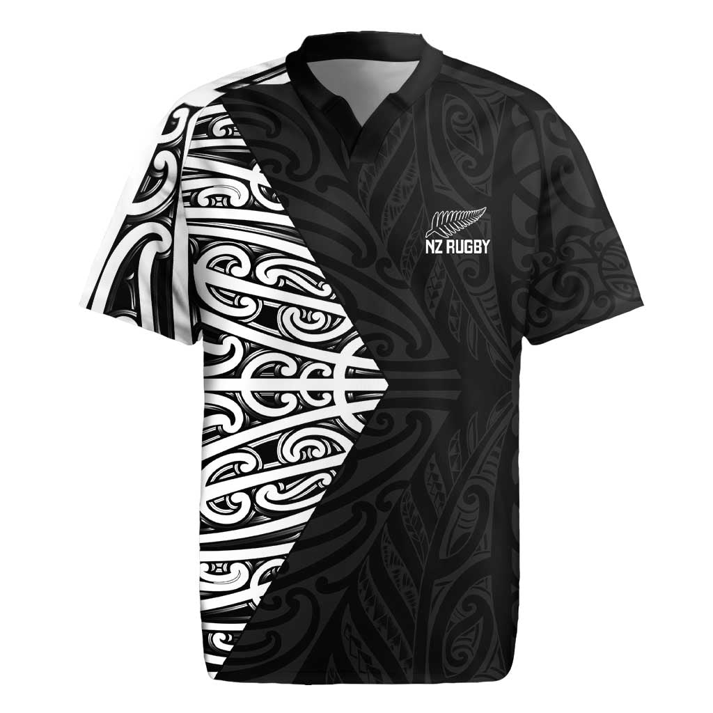 New Zealand Silver Fern Rugby Custom Rugby Jersey Maori Koru Go Black Fern - Polynesian Pride