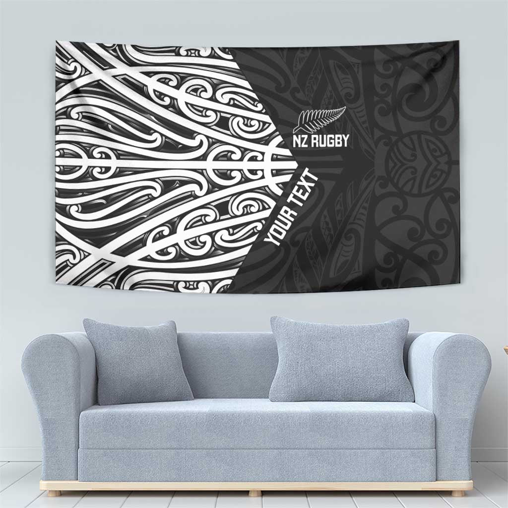 New Zealand Silver Fern Rugby Custom Tapestry Maori Koru Go Black Fern - Polynesian Pride