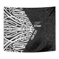New Zealand Silver Fern Rugby Custom Tapestry Maori Koru Go Black Fern - Polynesian Pride