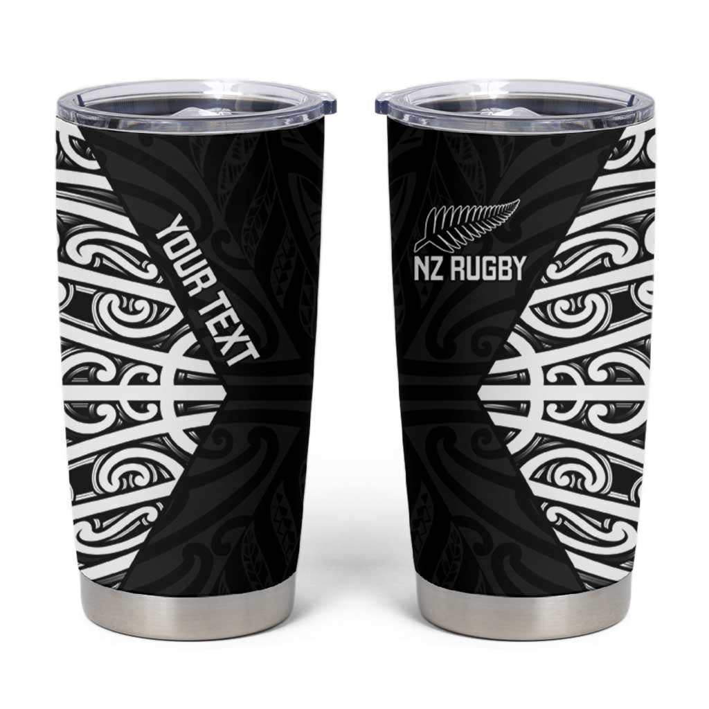 New Zealand Silver Fern Rugby Custom Tumbler Cup Maori Koru Go Black Fern - Polynesian Pride