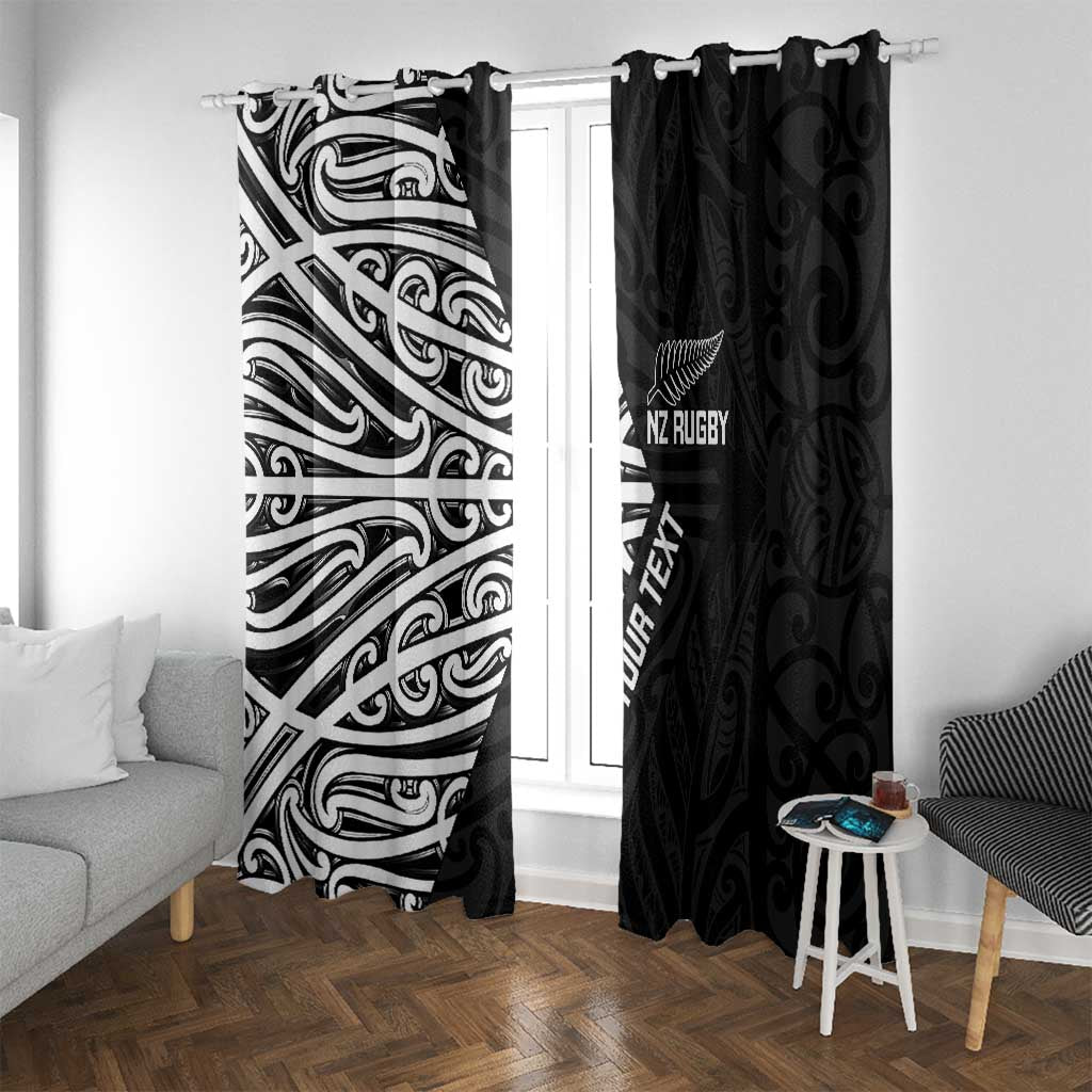 New Zealand Silver Fern Rugby Custom Window Curtain Maori Koru Go Black Fern - Polynesian Pride