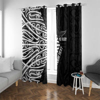 New Zealand Silver Fern Rugby Custom Window Curtain Maori Koru Go Black Fern - Polynesian Pride
