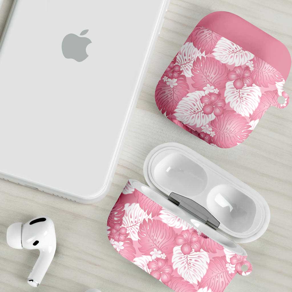 Pink Aloha Hawaii AirPods Case Monstera Hibiscus Plumeria Seamless Vibes - Polynesian Pride