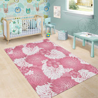 Pink Aloha Hawaii Area Rug Monstera Hibiscus Plumeria Seamless Vibes - Polynesian Pride