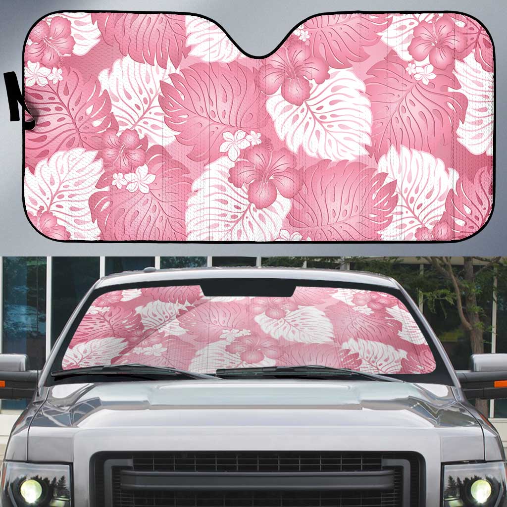 Pink Aloha Hawaii Auto Sun Shade Monstera Hibiscus Plumeria Seamless Vibes - Polynesian Pride