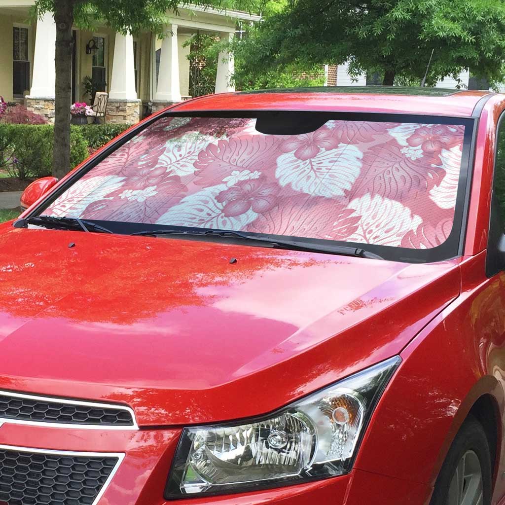 Pink Aloha Hawaii Auto Sun Shade Monstera Hibiscus Plumeria Seamless Vibes - Polynesian Pride