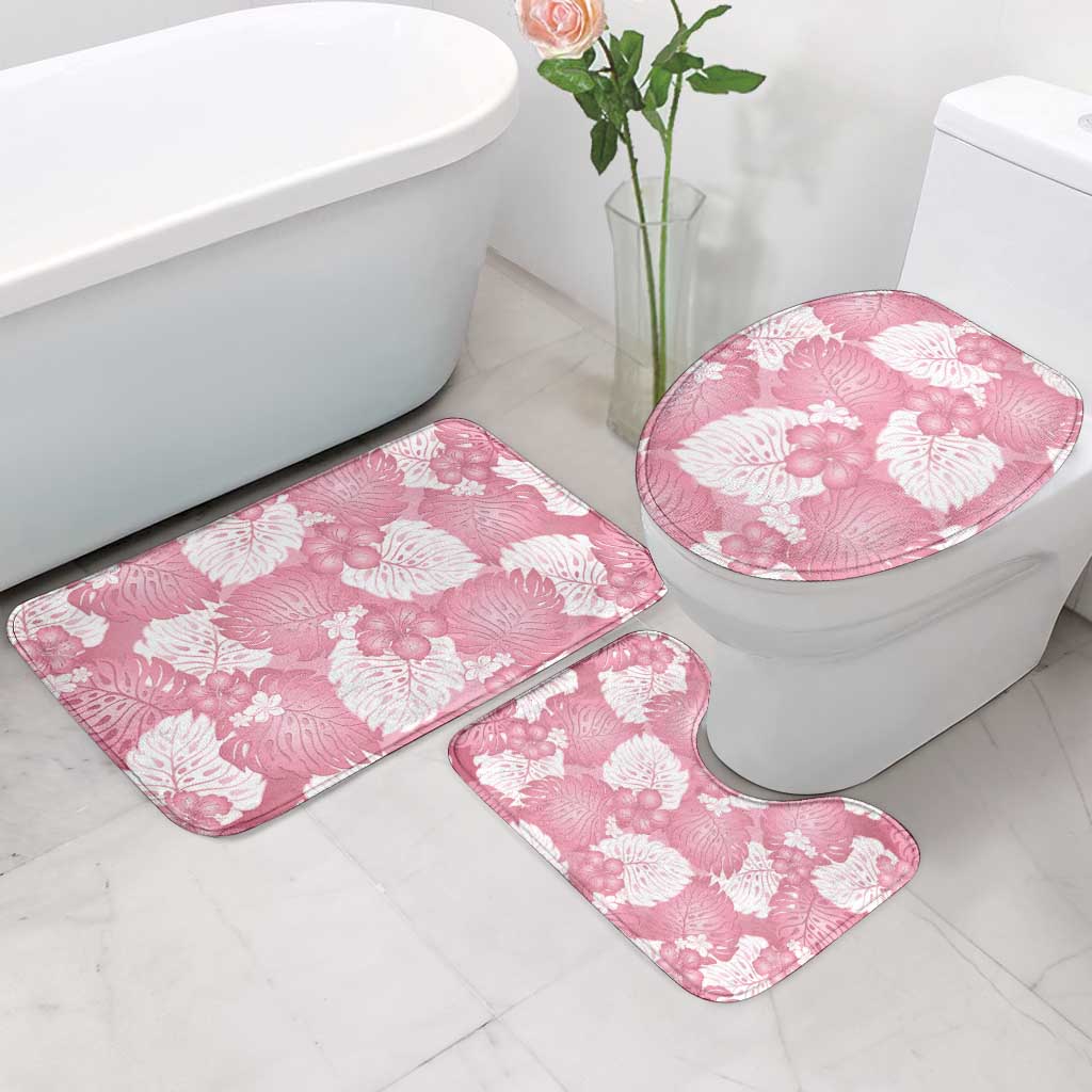 Pink Aloha Hawaii Bathroom Set Monstera Hibiscus Plumeria Seamless Vibes - Polynesian Pride