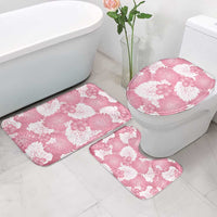 Pink Aloha Hawaii Bathroom Set Monstera Hibiscus Plumeria Seamless Vibes - Polynesian Pride