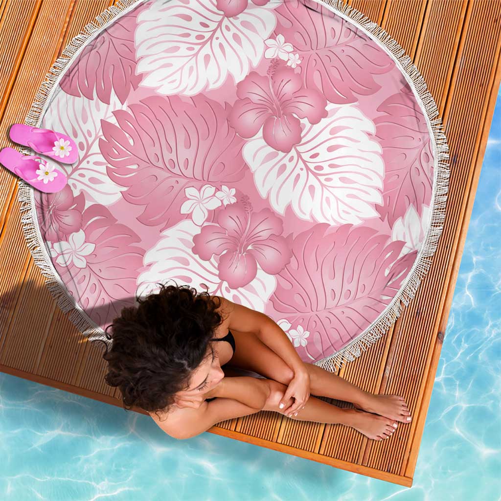 Pink Aloha Hawaii Beach Blanket Monstera Hibiscus Plumeria Seamless Vibes - Polynesian Pride
