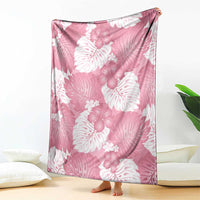 Pink Aloha Hawaii Blanket Monstera Hibiscus Plumeria Seamless Vibes - Polynesian Pride