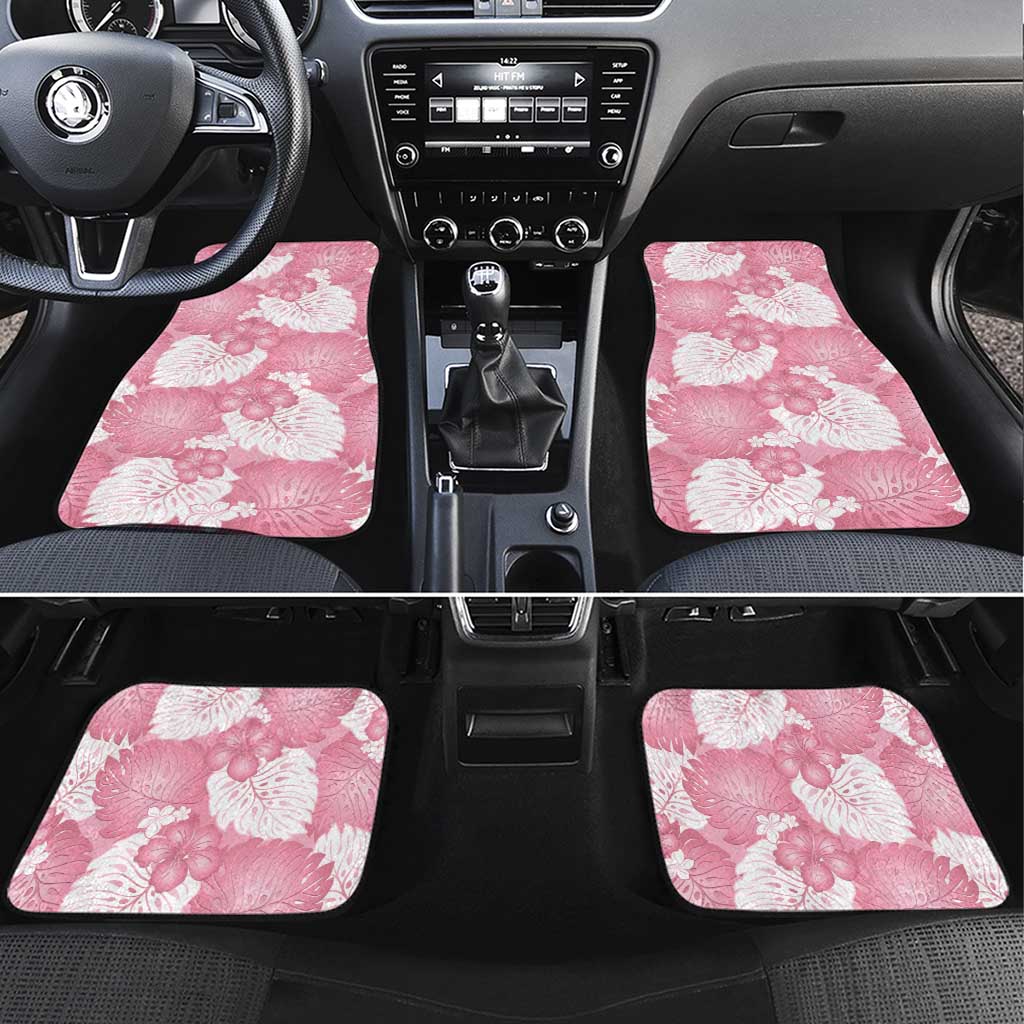 Pink Aloha Hawaii Car Mats Monstera Hibiscus Plumeria Seamless Vibes - Polynesian Pride