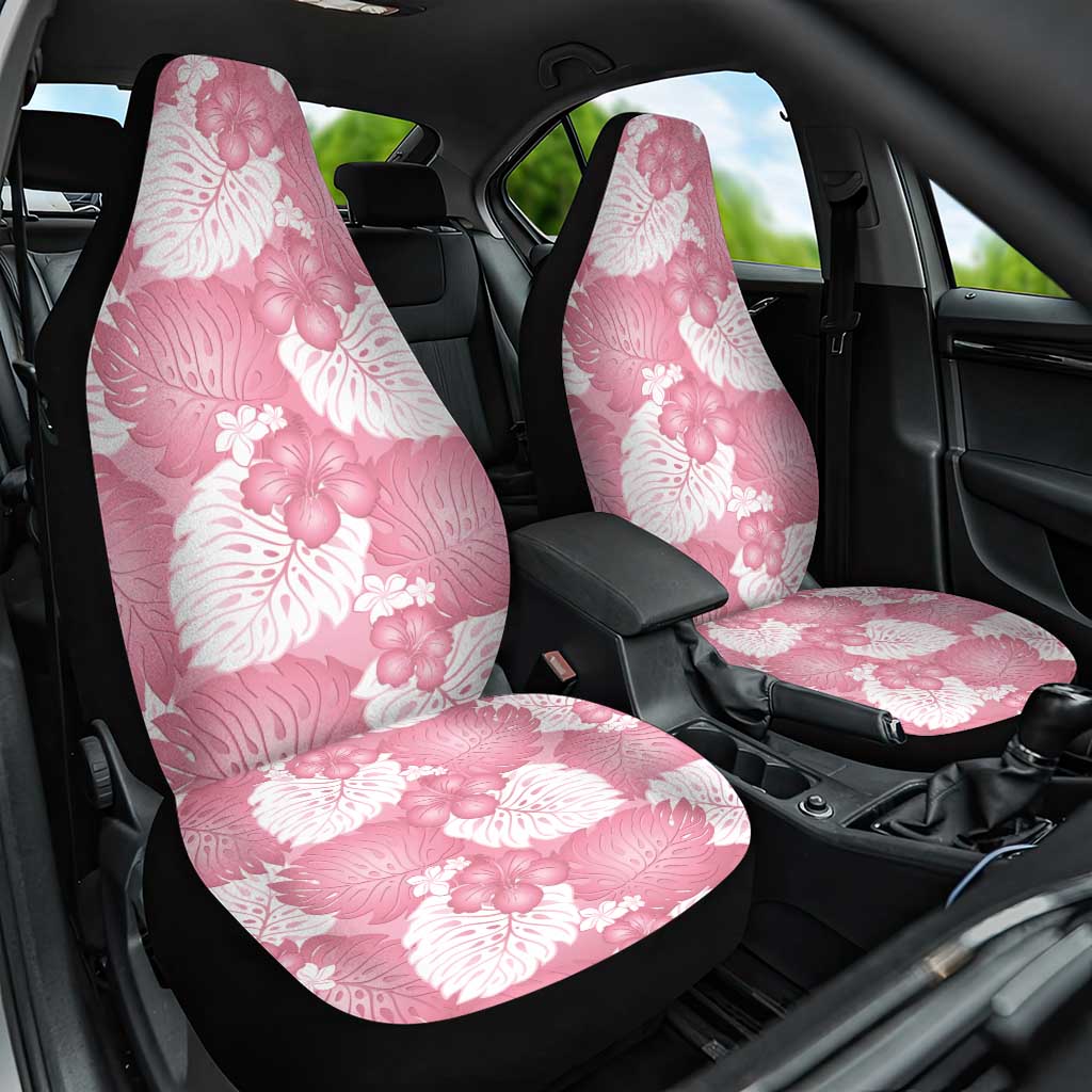 Pink Aloha Hawaii Car Seat Cover Monstera Hibiscus Plumeria Seamless Vibes - Polynesian Pride