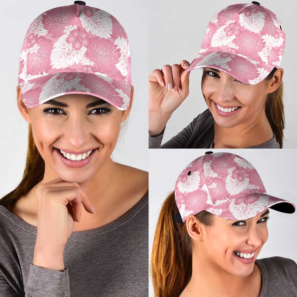 Pink Aloha Hawaii Classic Cap Monstera Hibiscus Plumeria Seamless Vibes - Polynesian Pride