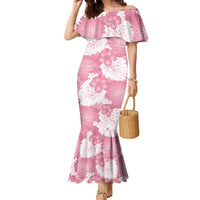 Pink Aloha Hawaii Family Matching Mermaid Dress and Hawaiian Shirt Monstera Hibiscus Plumeria Seamless Vibes LT14 Mom's Dress Pink - Polynesian Pride