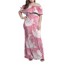 Pink Aloha Hawaii Family Matching Off Shoulder Maxi Dress and Hawaiian Shirt Monstera Hibiscus Plumeria Seamless Vibes - Polynesian Pride