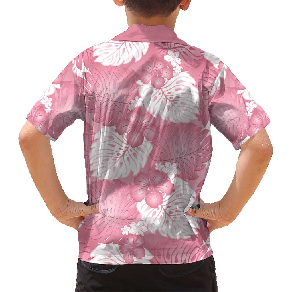 Pink Aloha Hawaii Family Matching Puletasi and Hawaiian Shirt Monstera Hibiscus Plumeria Seamless Vibes LT14 - Polynesian Pride