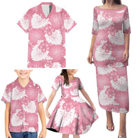 Pink Aloha Hawaii Family Matching Puletasi and Hawaiian Shirt Monstera Hibiscus Plumeria Seamless Vibes LT14 - Polynesian Pride