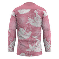 Pink Aloha Hawaii Hockey Jersey Monstera Hibiscus Plumeria Seamless Vibes - Polynesian Pride