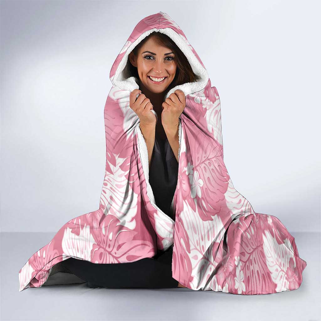 Pink Aloha Hawaii Hooded Blanket Monstera Hibiscus Plumeria Seamless Vibes LT14 - Polynesian Pride