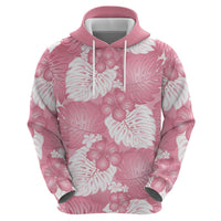 Pink Aloha Hawaii Hoodie Monstera Hibiscus Plumeria Seamless Vibes - Polynesian Pride