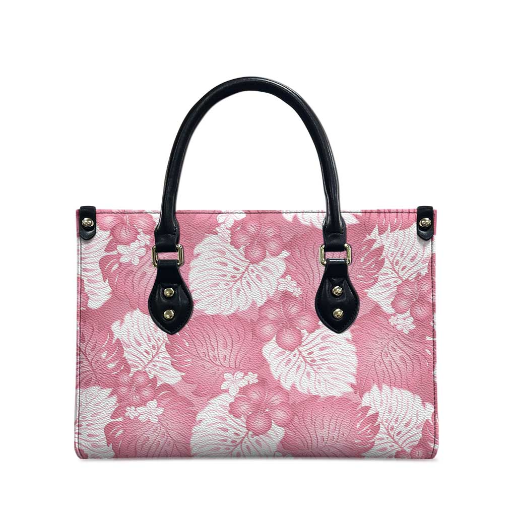 Pink Aloha Hawaii Leather Bag Monstera Hibiscus Plumeria Seamless Vibes LT14 - Polynesian Pride