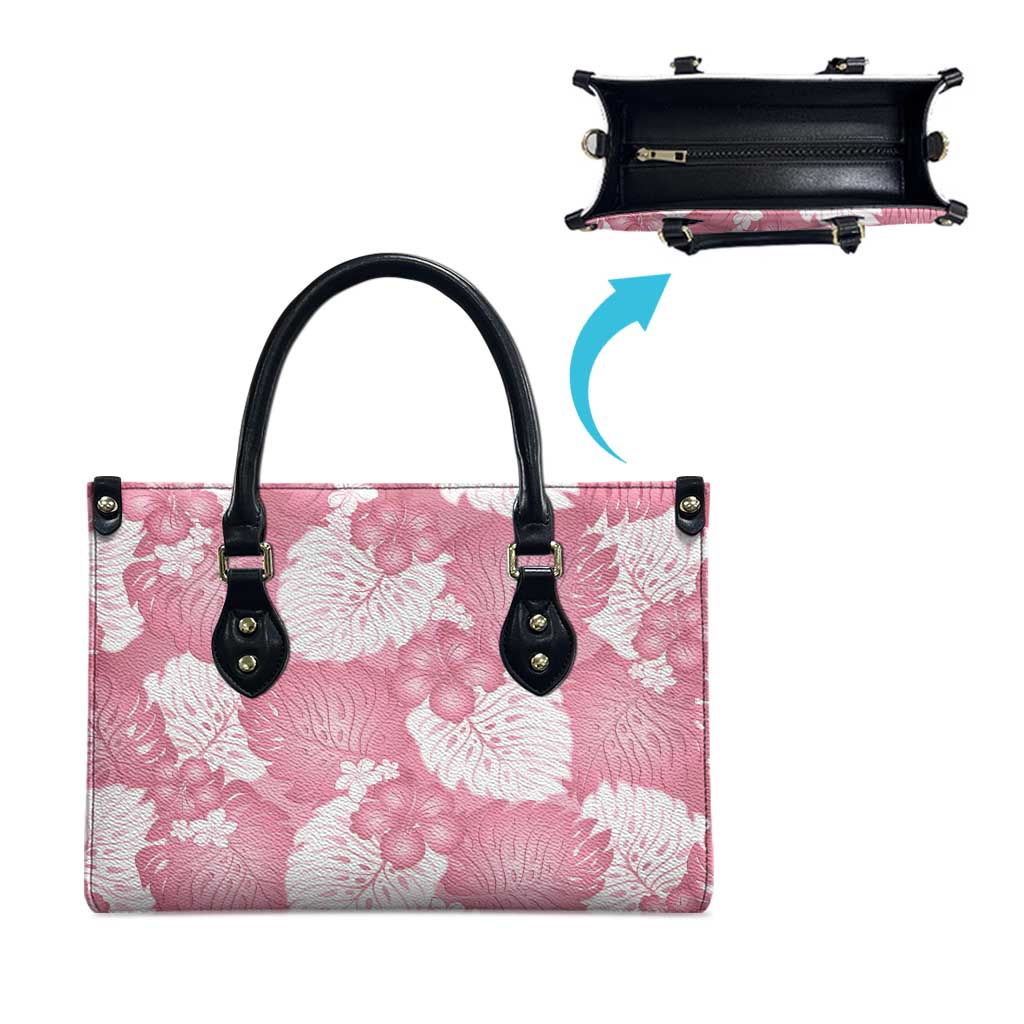 Pink Aloha Hawaii Leather Bag Monstera Hibiscus Plumeria Seamless Vibes LT14 - Polynesian Pride