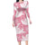 Pink Aloha Hawaii Long Sleeve Bodycon Dress Monstera Hibiscus Plumeria Seamless Vibes - Polynesian Pride