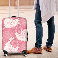 Pink Aloha Hawaii Luggage Cover Monstera Hibiscus Plumeria Seamless Vibes - Polynesian Pride