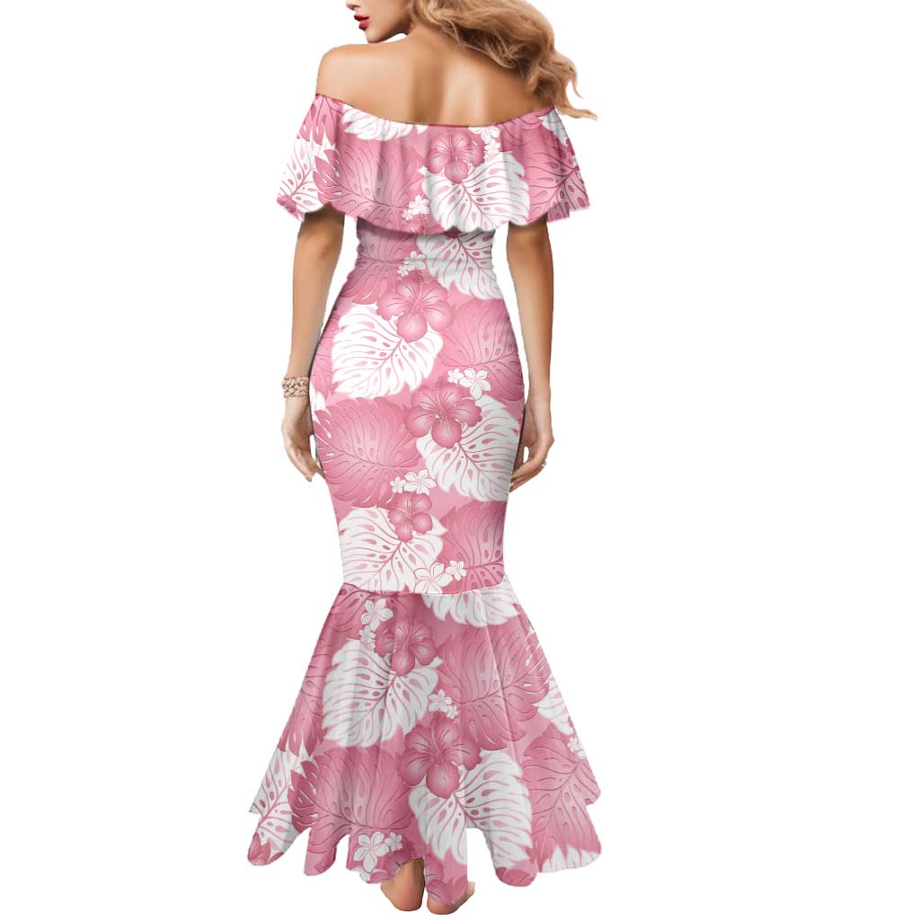 Pink Aloha Hawaii Mermaid Dress Monstera Hibiscus Plumeria Seamless Vibes - Polynesian Pride