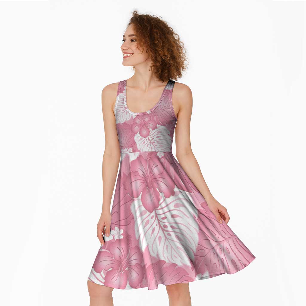Pink Aloha Hawaii Midi Dress Monstera Hibiscus Plumeria Seamless Vibes - Polynesian Pride