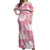 Pink Aloha Hawaii Off Shoulder Maxi Dress Monstera Hibiscus Plumeria Seamless Vibes - Polynesian Pride