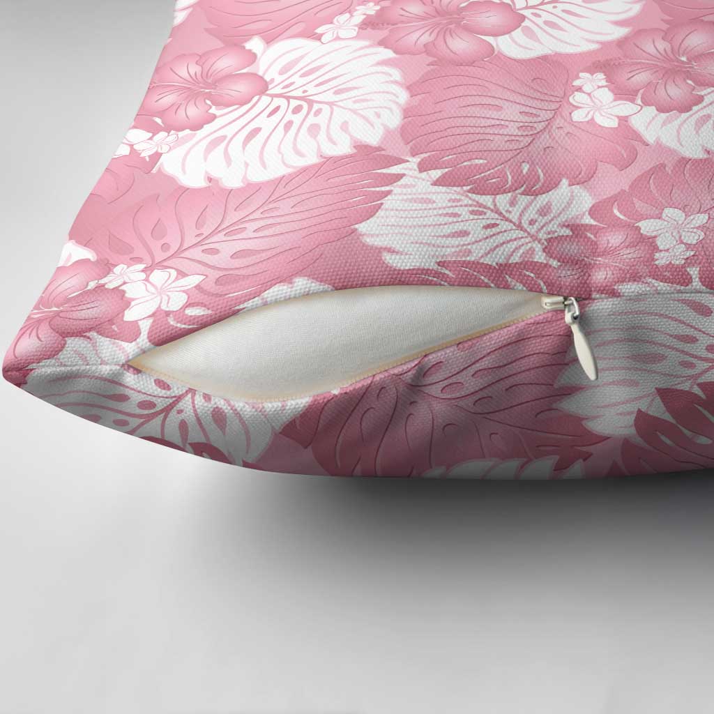 Pink Aloha Hawaii Pillow Cover Monstera Hibiscus Plumeria Seamless Vibes - Polynesian Pride