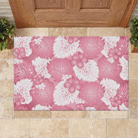 Pink Aloha Hawaii Rubber Doormat Monstera Hibiscus Plumeria Seamless Vibes LT14 Pink - Polynesian Pride
